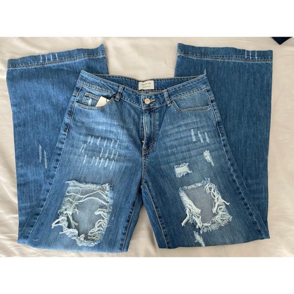 Wide leg, western distressed trouser jeans - Picture 4 of 7